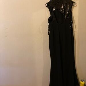 DKNY Black One Shoulder Sequin Dress